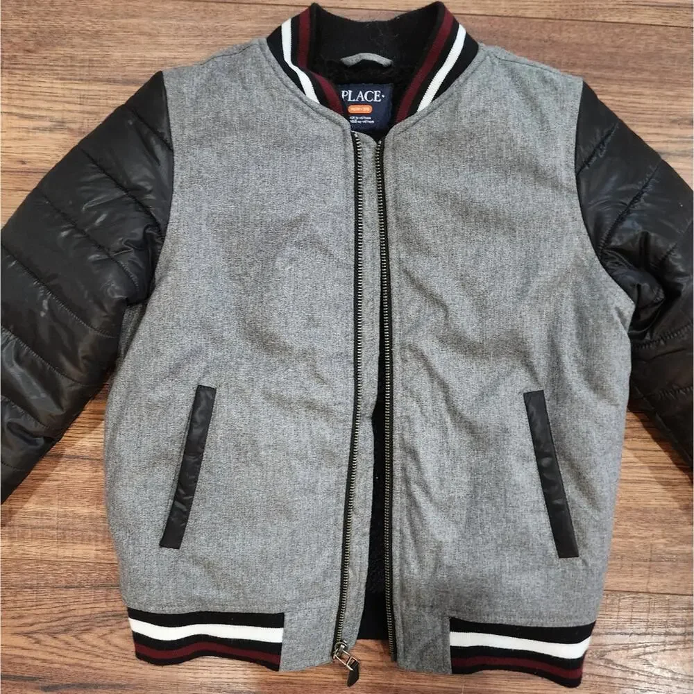 The Children's Place Boy's Fleece Lined Full Zip Varsity Jacket Outerwear Medium